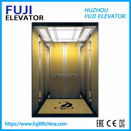 Golden Titanium Mirror Etching Hairling Stainless Steel Passenger Elevator Home Elevator Panoramic Elevator Bed Elevator Gearless Machine